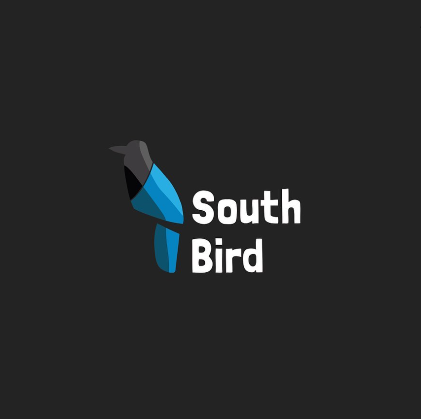 Logo da South Bird Jogos, uma gralha azul